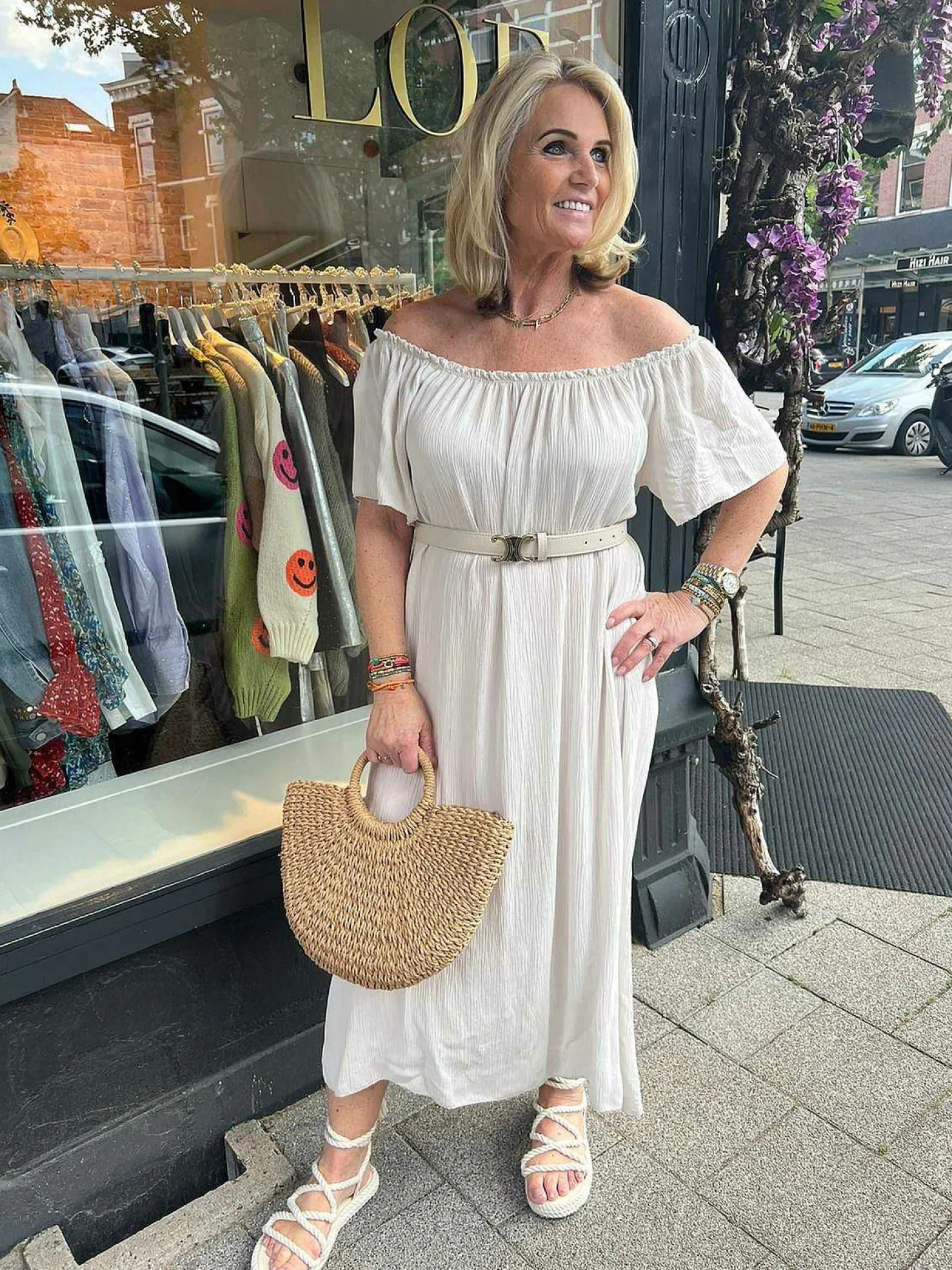 LOF Boutique Jurken>Annabel Off Shoulder Maxi Dress Off White