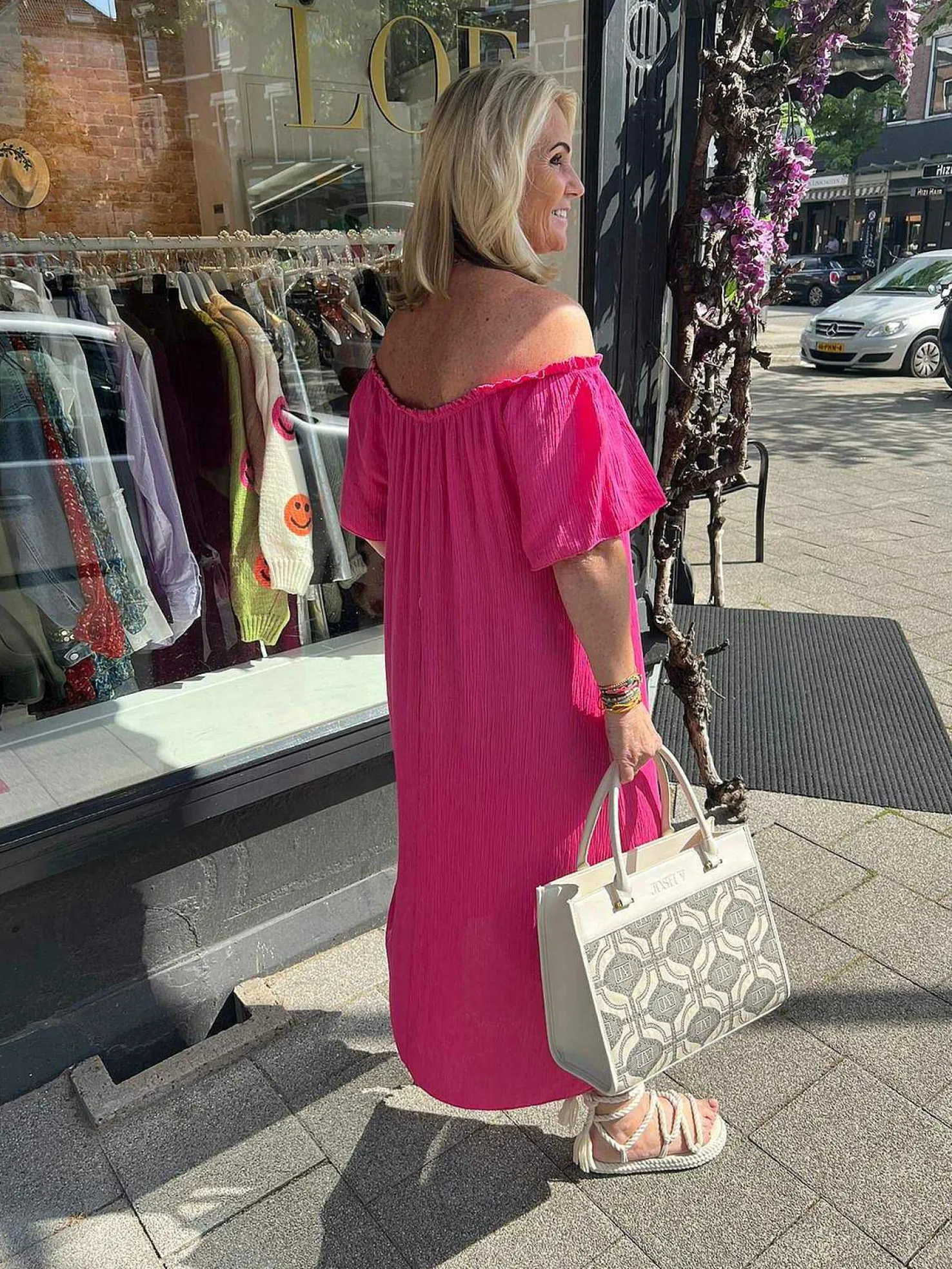 LOF Boutique Jurken>Annabel Off Shoulder Maxi Dress Pink