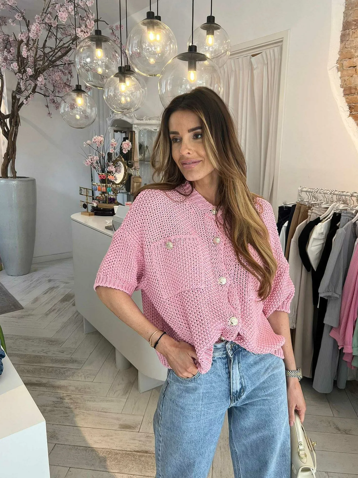 LOF Boutique Vesten>Aya Vest Baby Pink