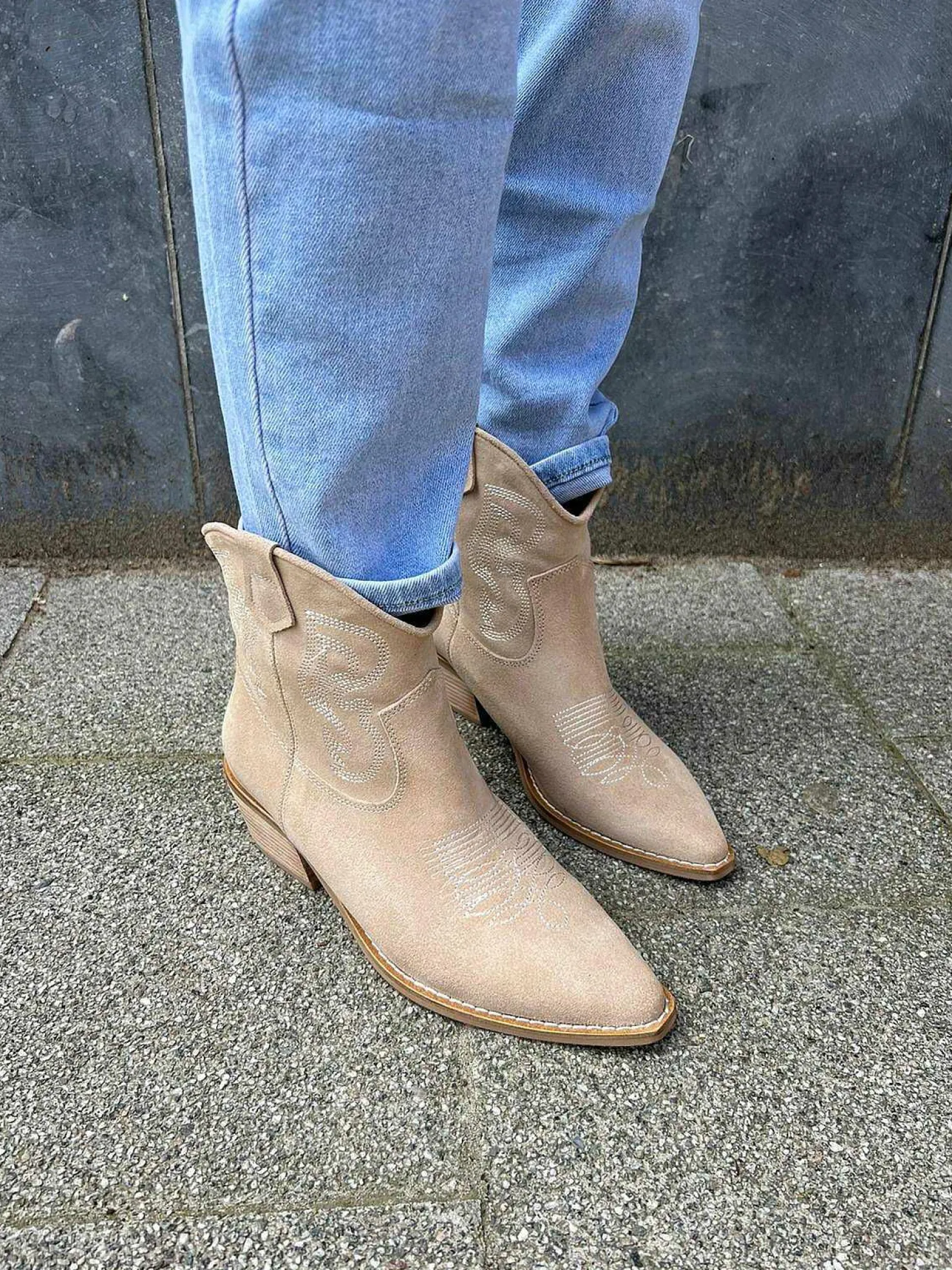 LOF Boutique Laarzen>Babouche Anouk Western Boots Beige