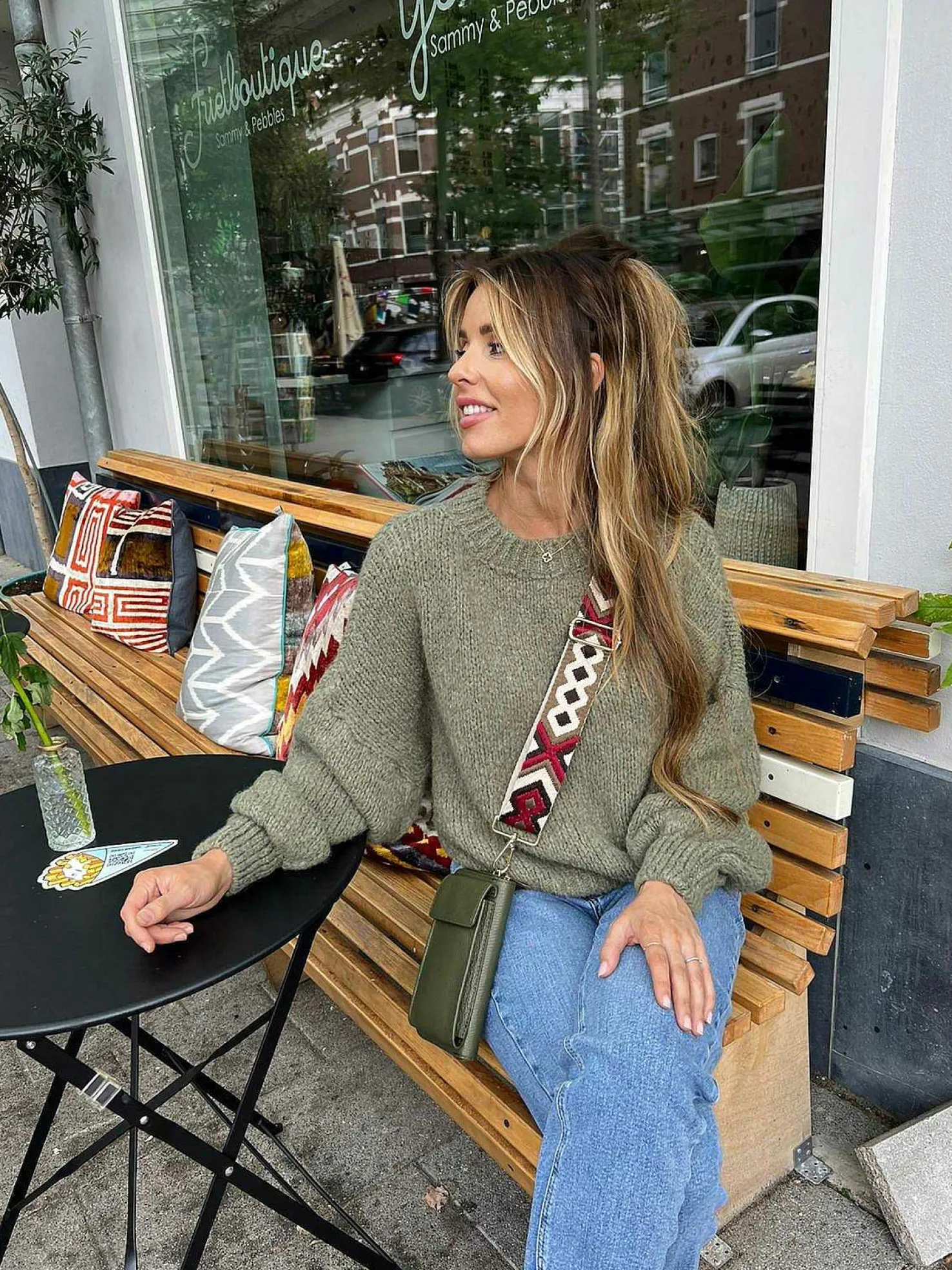LOF Boutique Riemen>Bag Strap Big Aztec Red & Beige
