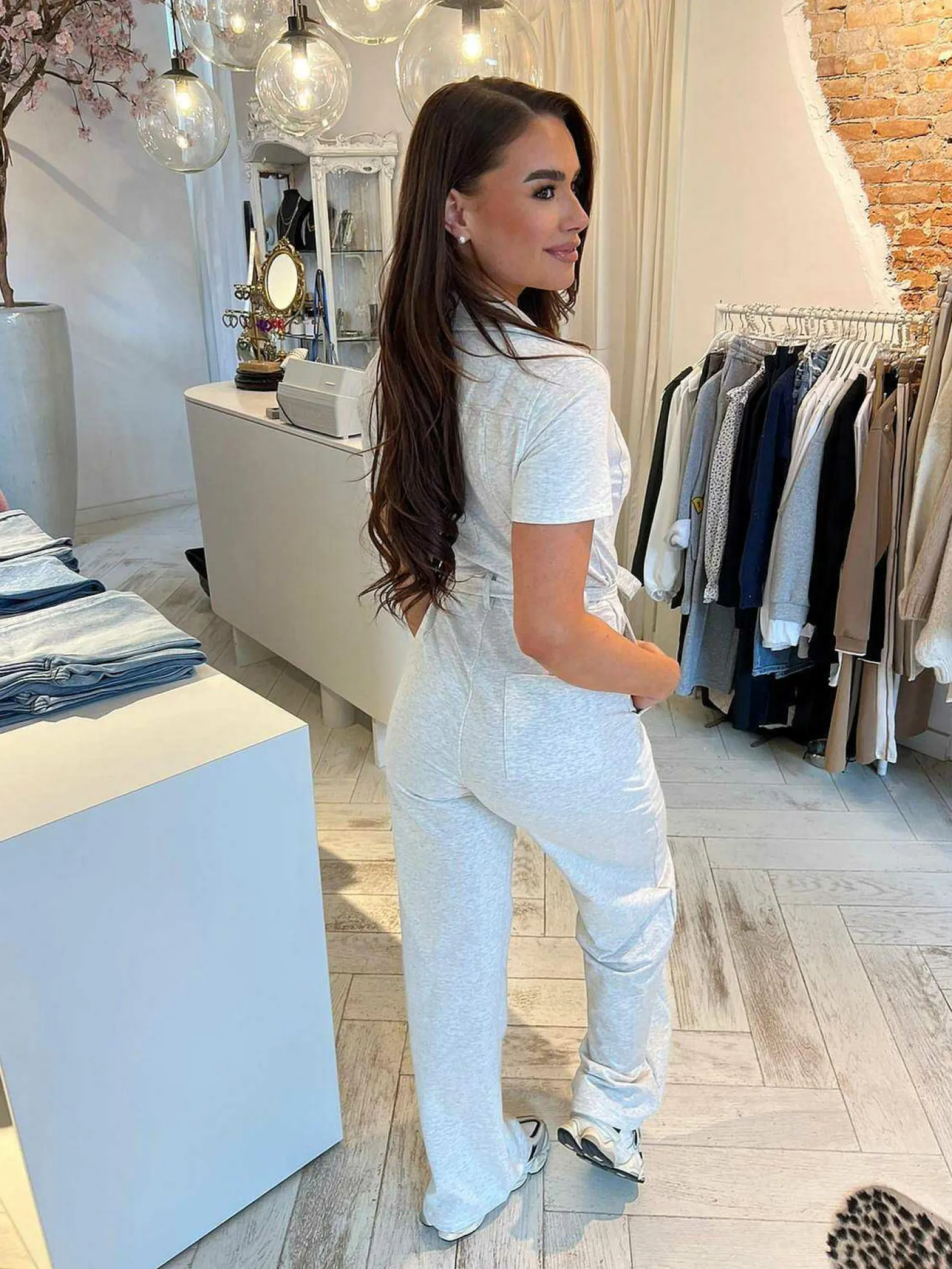 LOF Boutique Jumpsuits>Bibi Jumpsuit Short Sleeve Light Grey