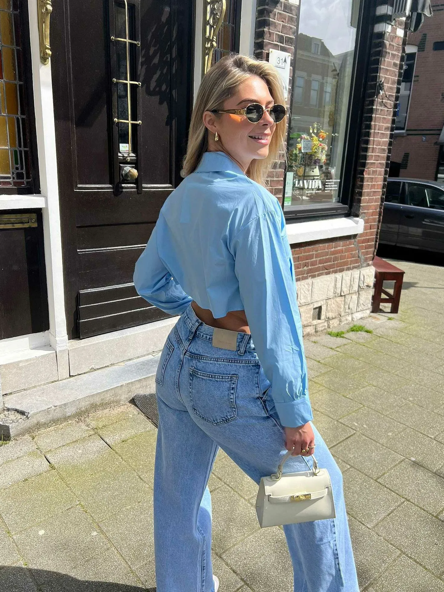 LOF Boutique Tops & Blousjes>Bodhi Cropped Blouse Blue