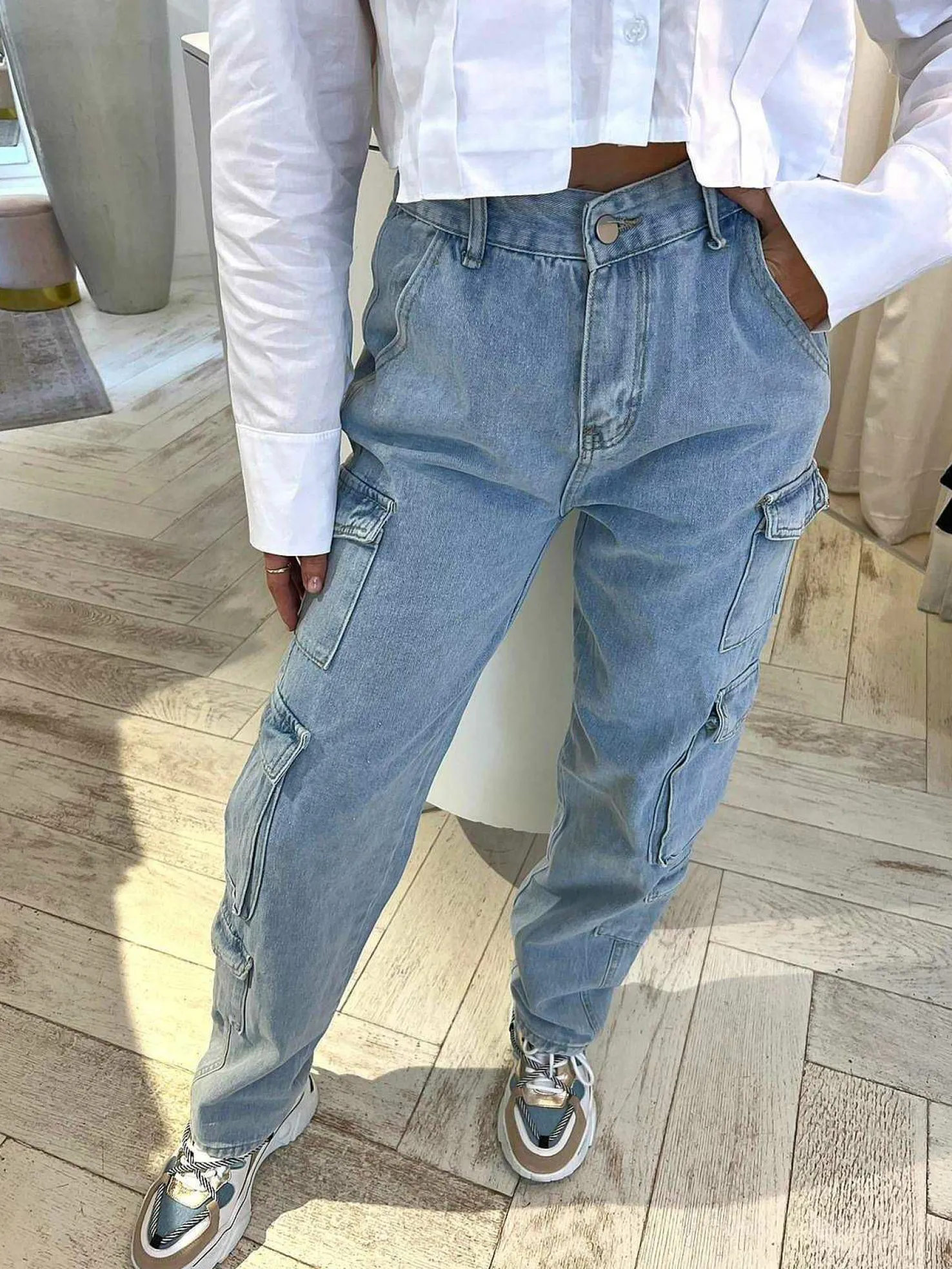 LOF Boutique Broeken>Cato Cargo Jeans Light Blue