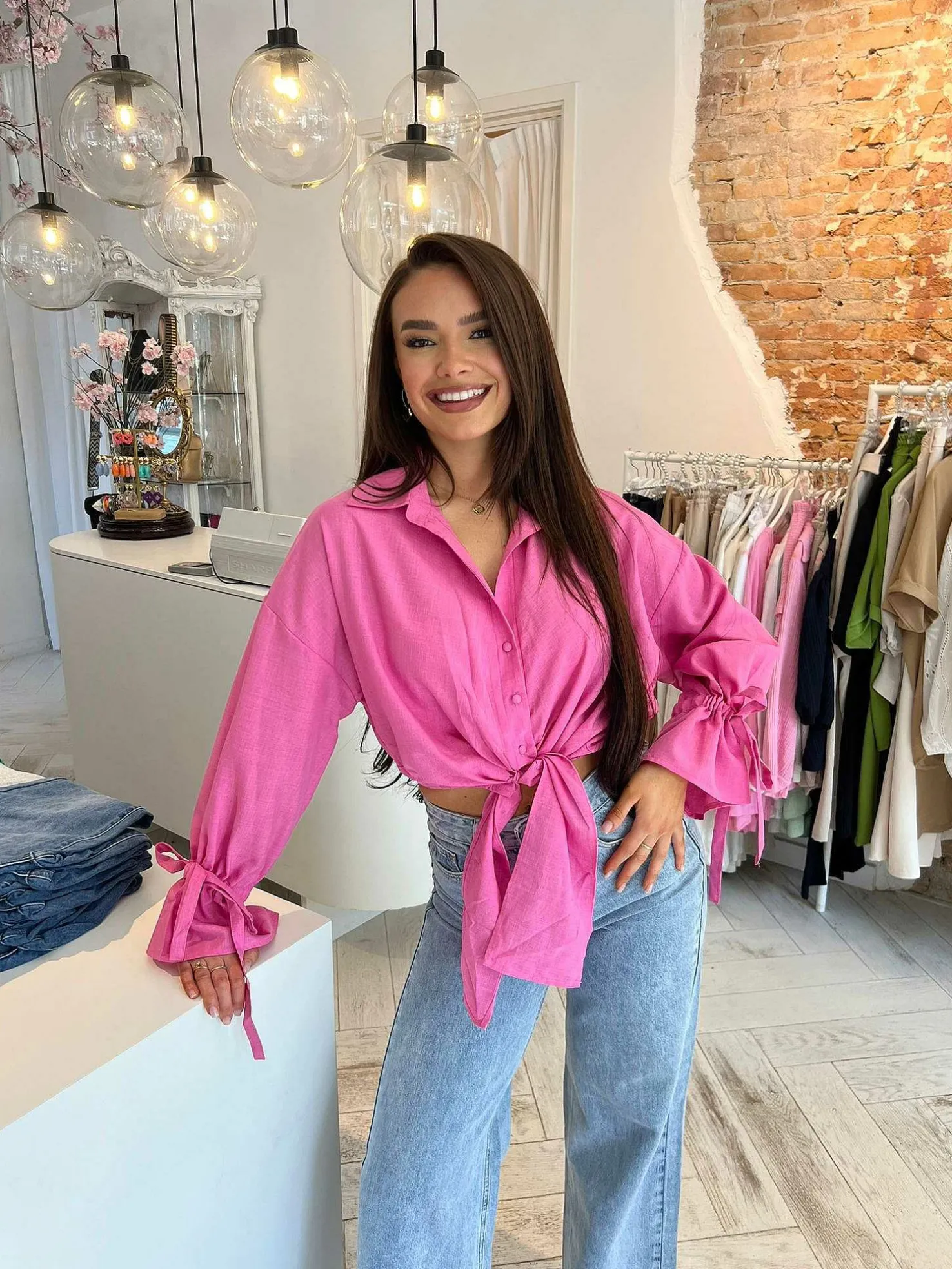 LOF Boutique Tops & Blousjes>Charlie Cropped Blouse Pink