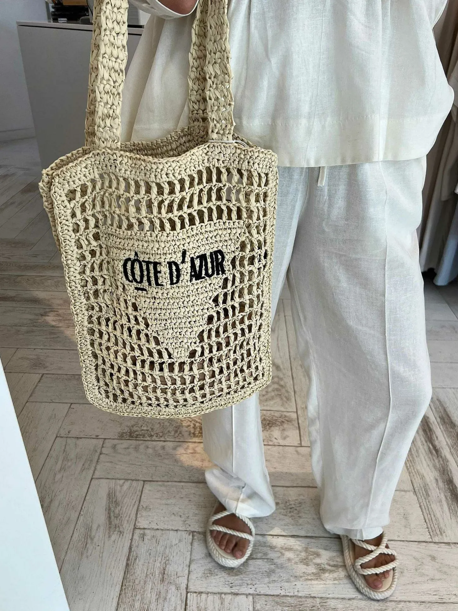 LOF Boutique Tassen>Cote D'Azur Beach Bag Beige