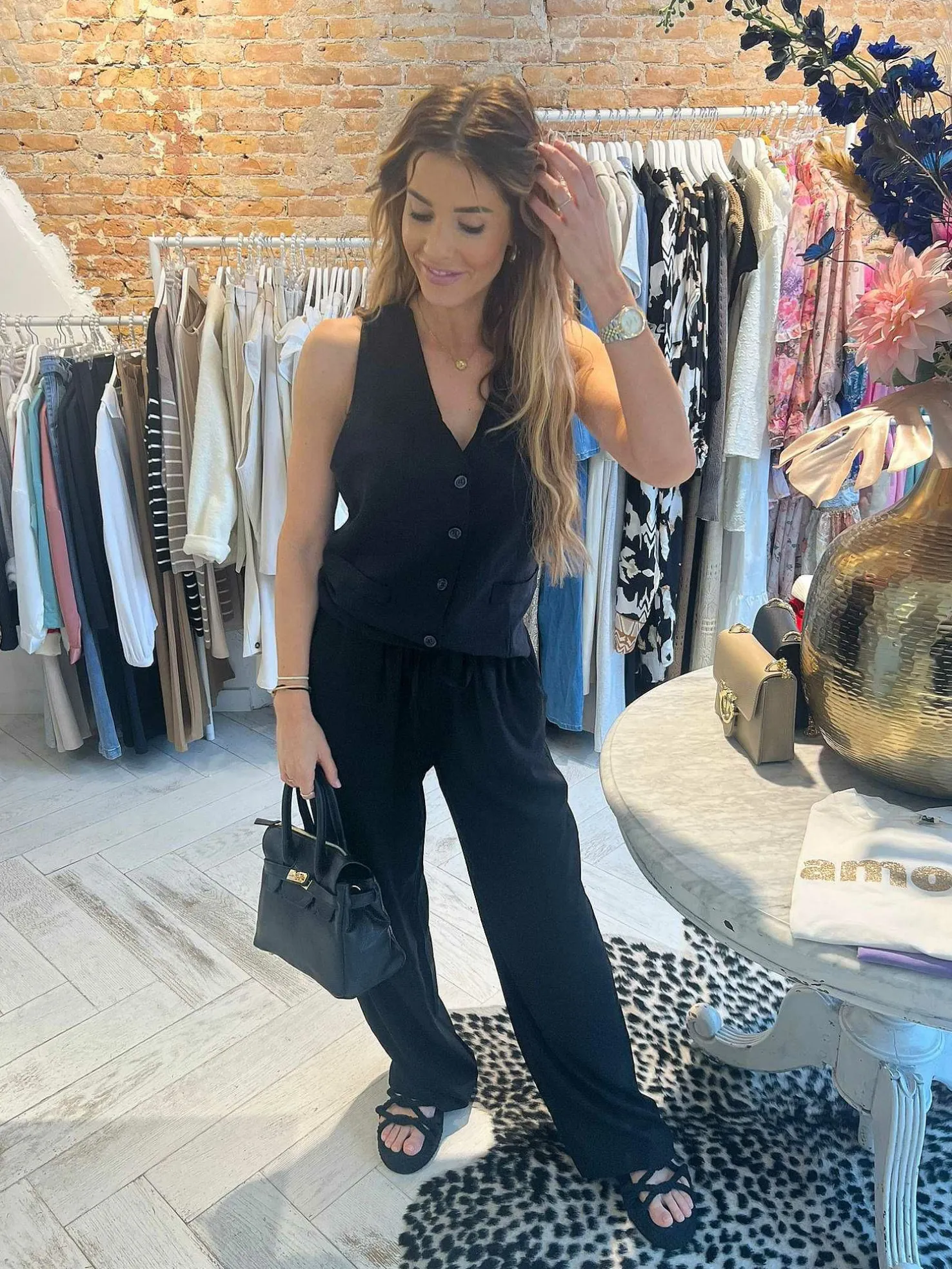 LOF Boutique Sets>Dee Linen Set Black