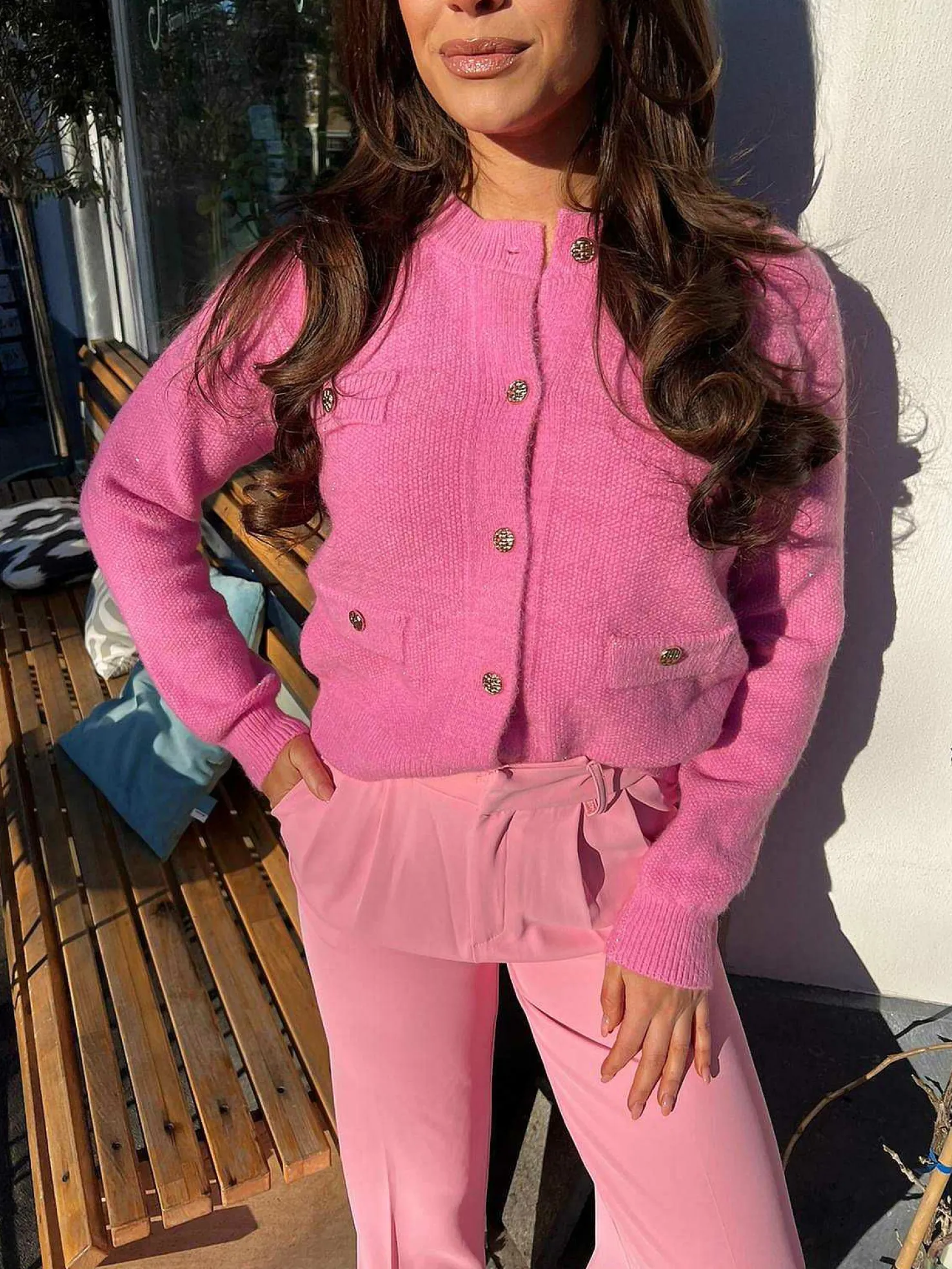LOF Boutique Vesten>Eemy Cardigan Pink