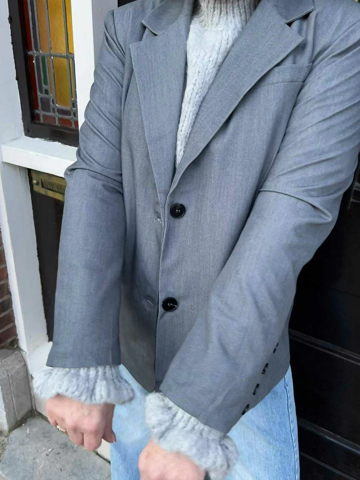LOF Boutique Blazers>Eline Oversized Blazer Grey