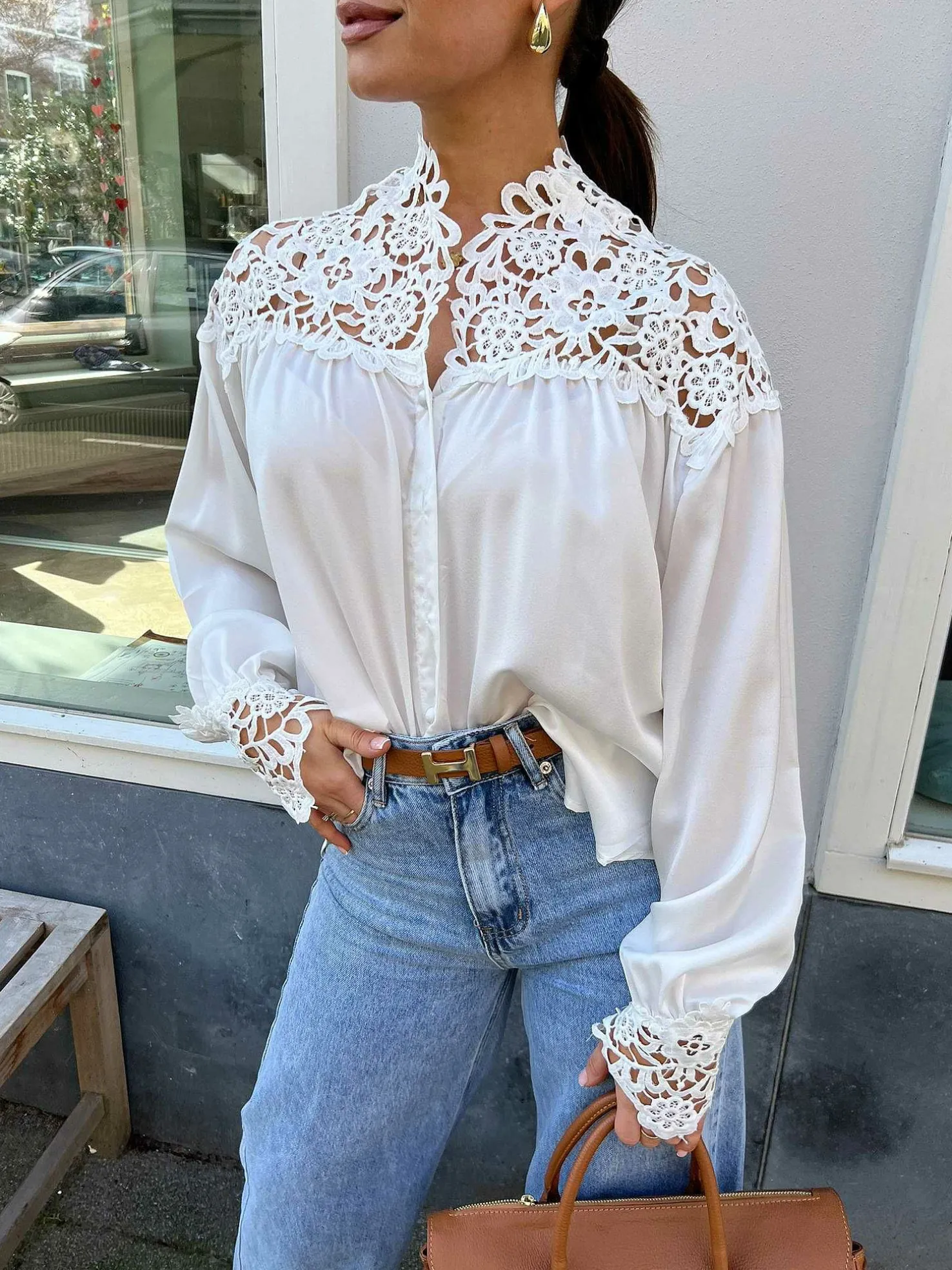 LOF Boutique Tops & Blousjes>Emily Lace Blouse White