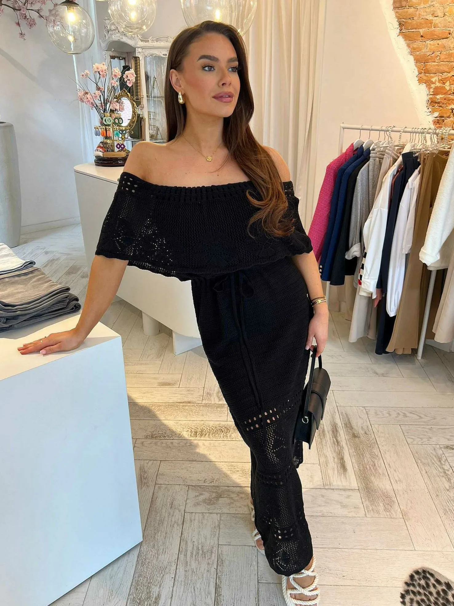 LOF Boutique Jurken>Estella Off Shoulder Maxi Dress Black