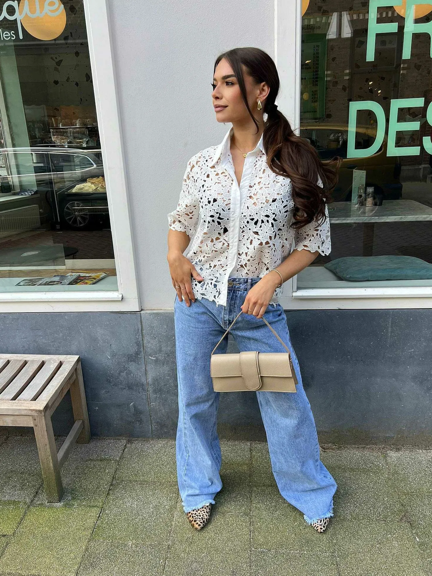 LOF Boutique Tops & Blousjes>Evi Broderie Blouse Wit