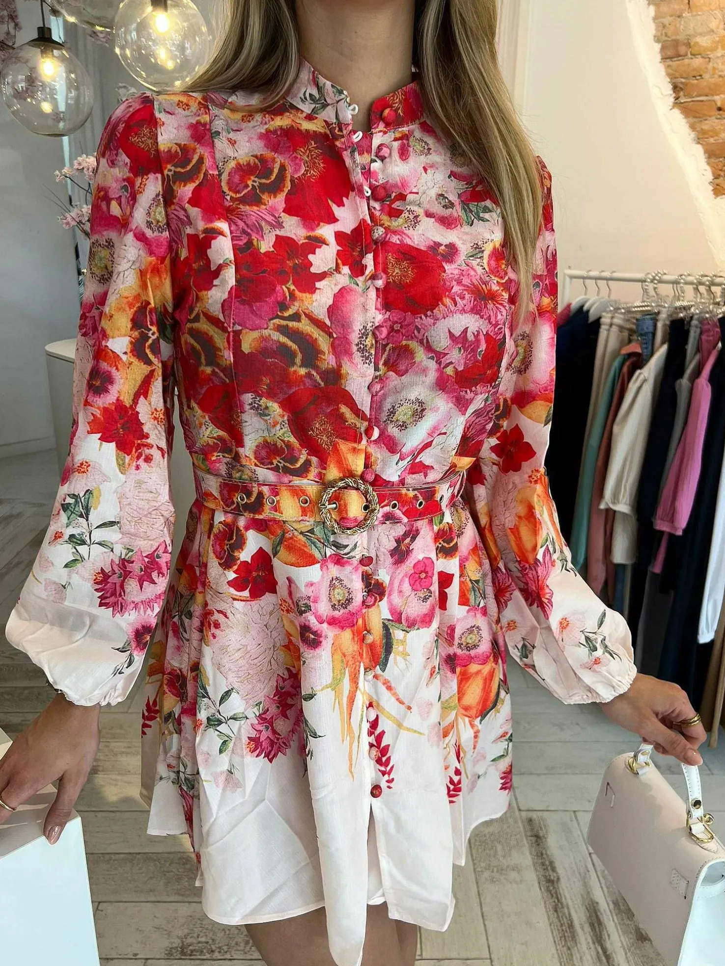 LOF Boutique Jurken>Fenna Flower Dress Pink