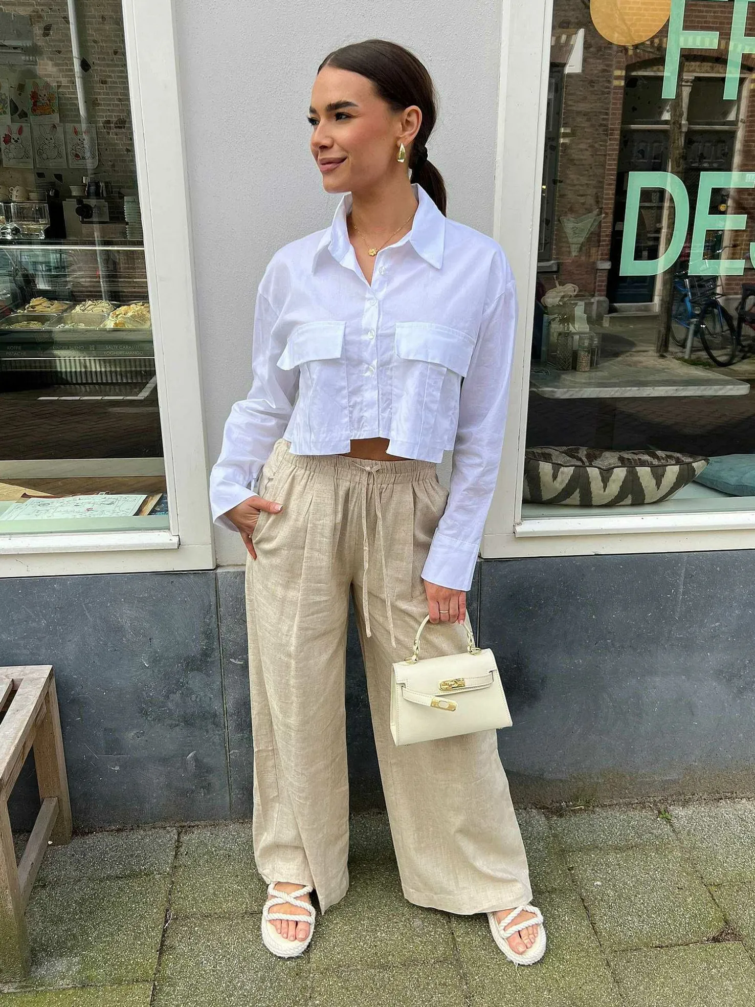 LOF Boutique Broeken>Hailey Linen Pants Beige