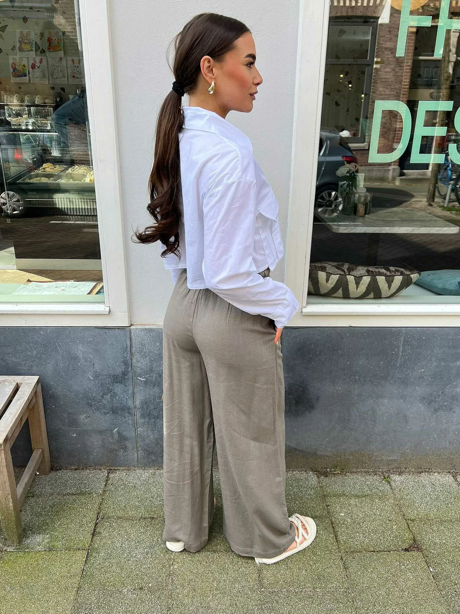 LOF Boutique Broeken>Hailey Linen Pants Taupe