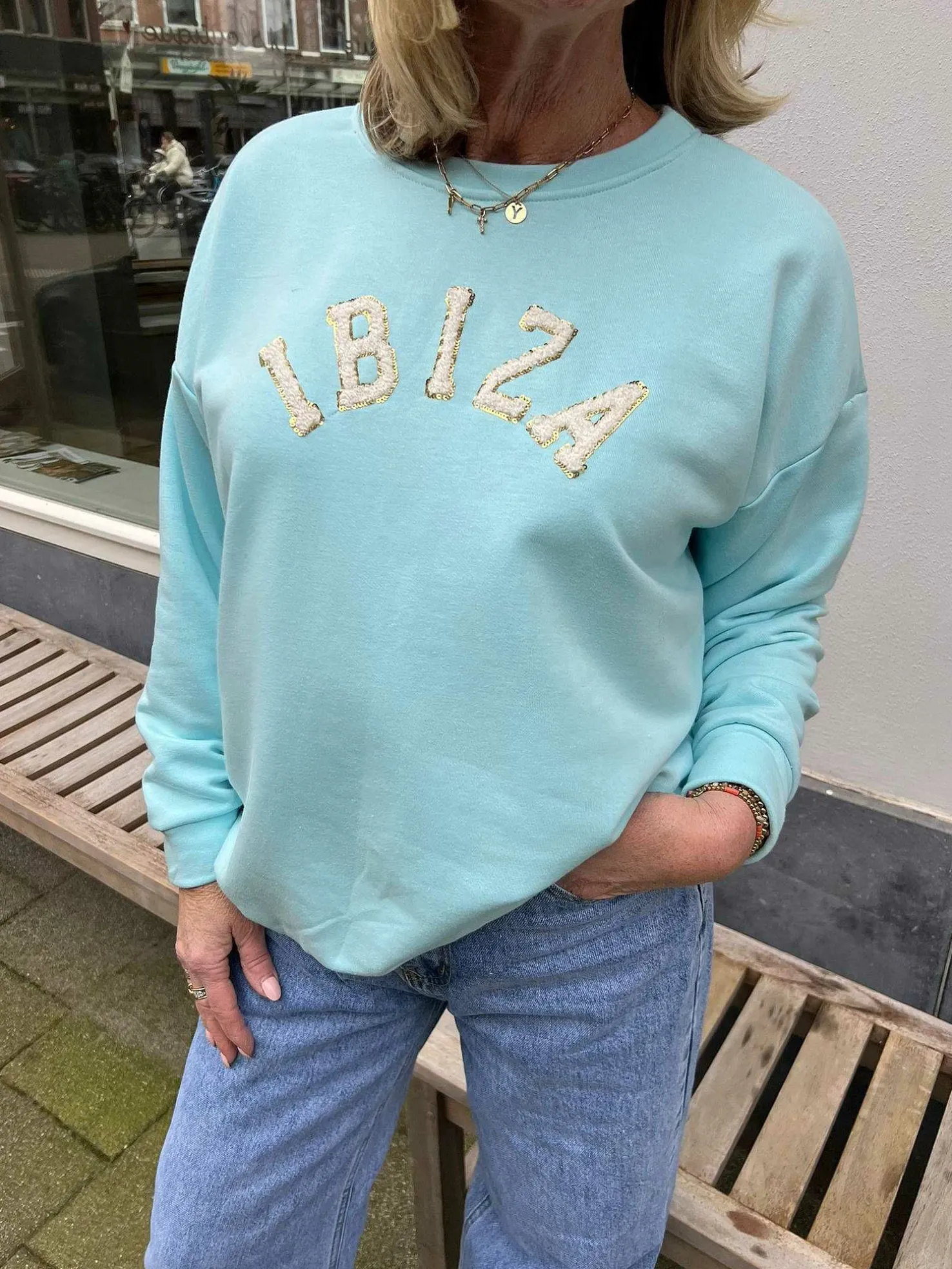 LOF Boutique Truien>Ibiza Sweater Baby Blue