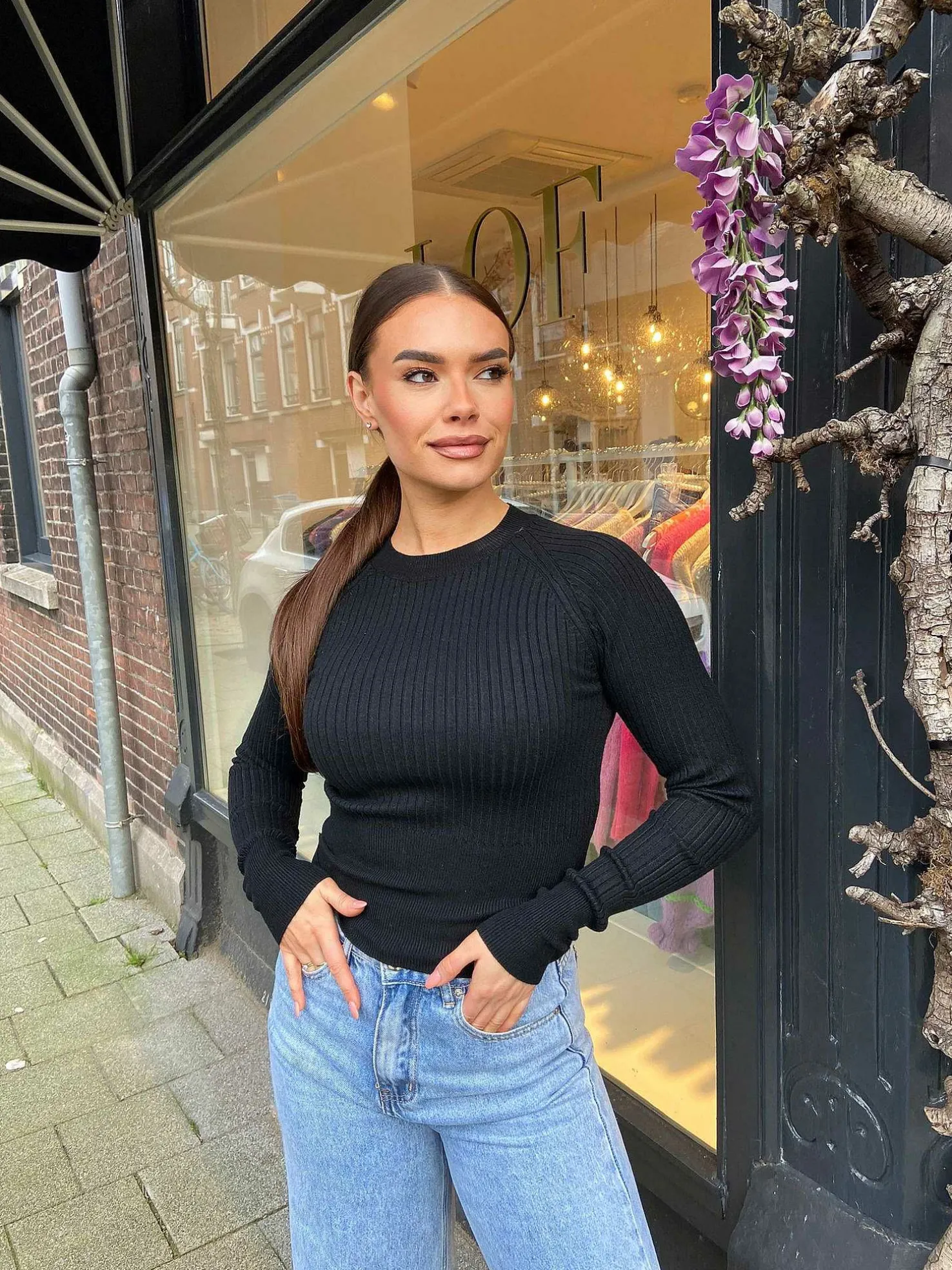 LOF Boutique Tops & Blousjes>Jana Ribbed Top Black