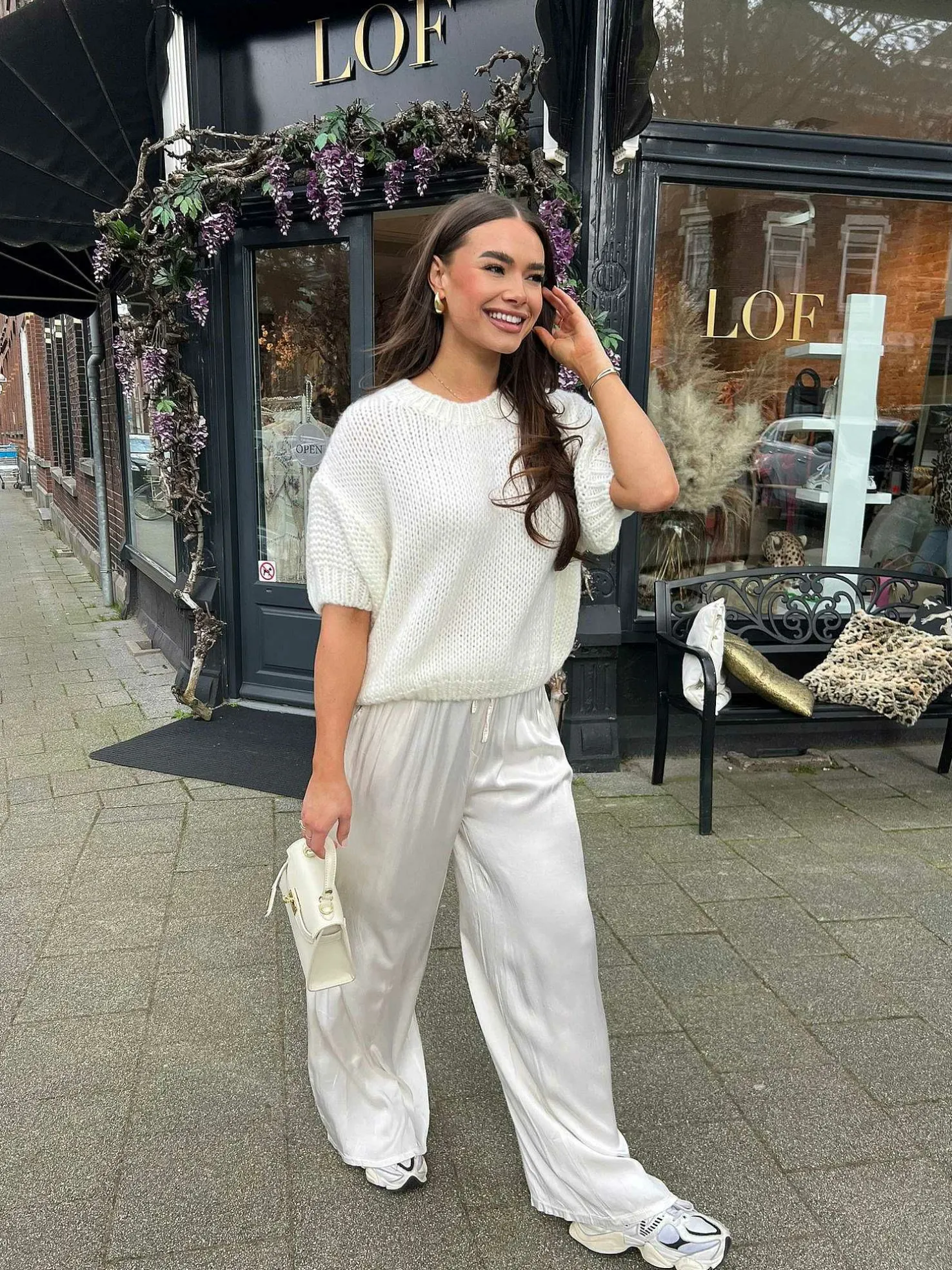 LOF Boutique Broeken>Julie Silky Pants Off White