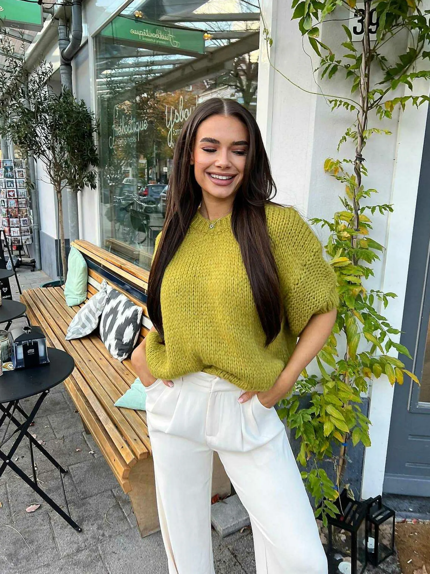 LOF Boutique Truien>Kiki Sweater Short Sleeve Lime