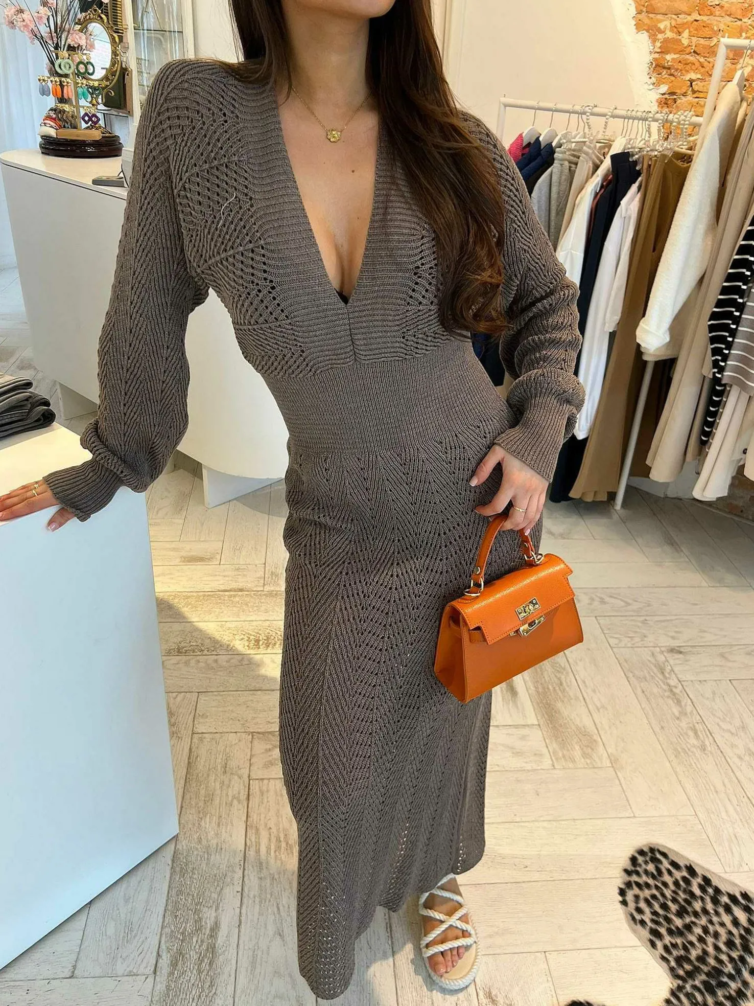 LOF Boutique Jurken>Layla Maxi Dress Taupe