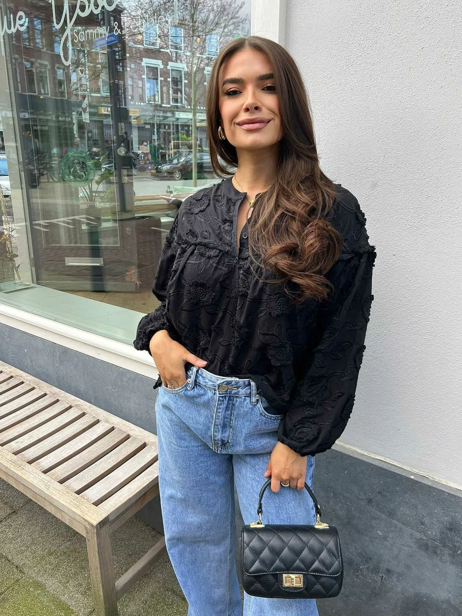 LOF Boutique Tops & Blousjes>Maeve Flower Blouse Black