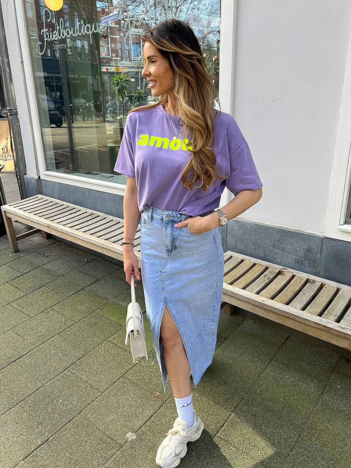 LOF Boutique Rokken>Maxi Denim Skirt Light Blue