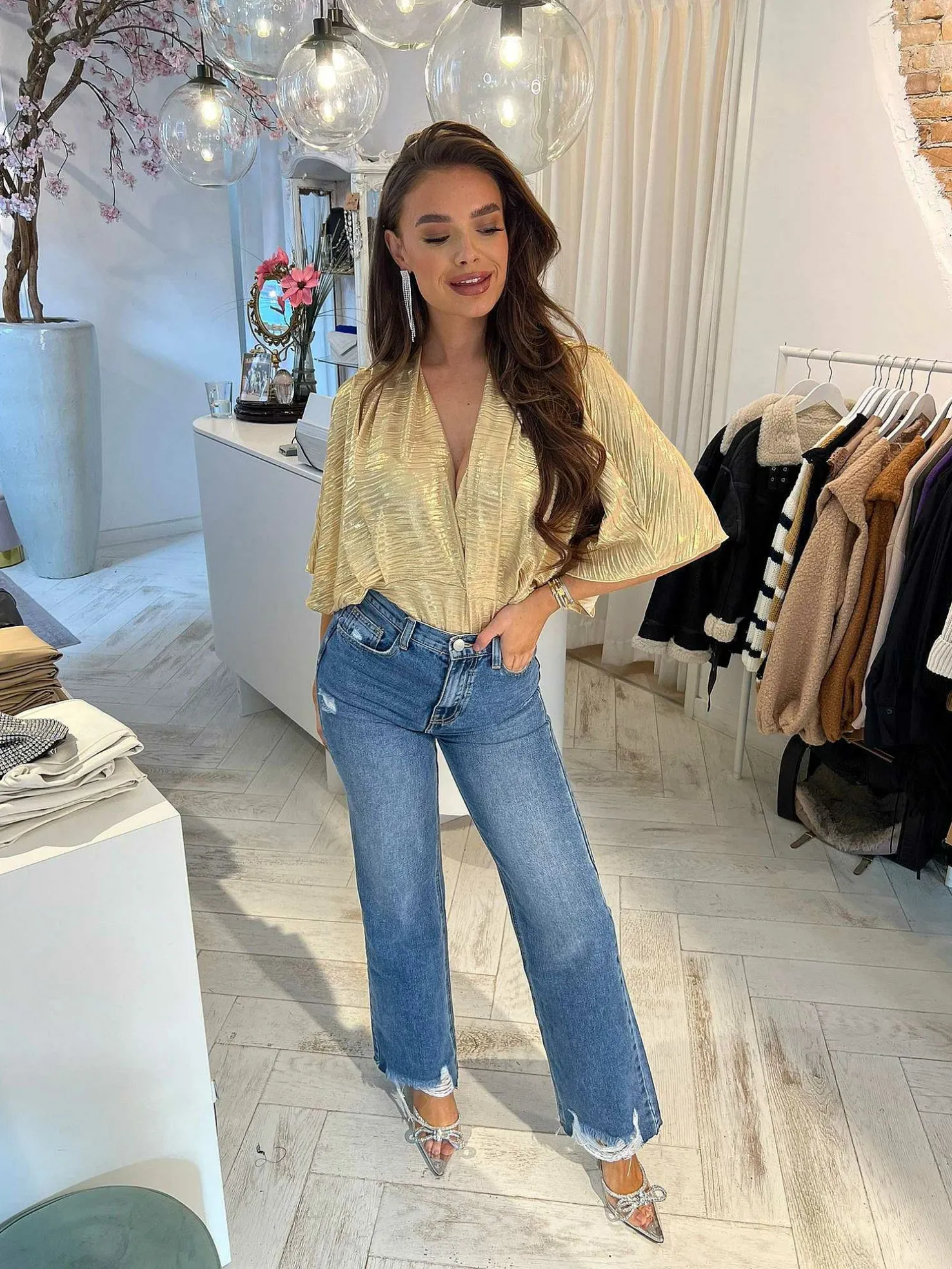 LOF Boutique Broeken>Megan Straight Leg Jeans Blue