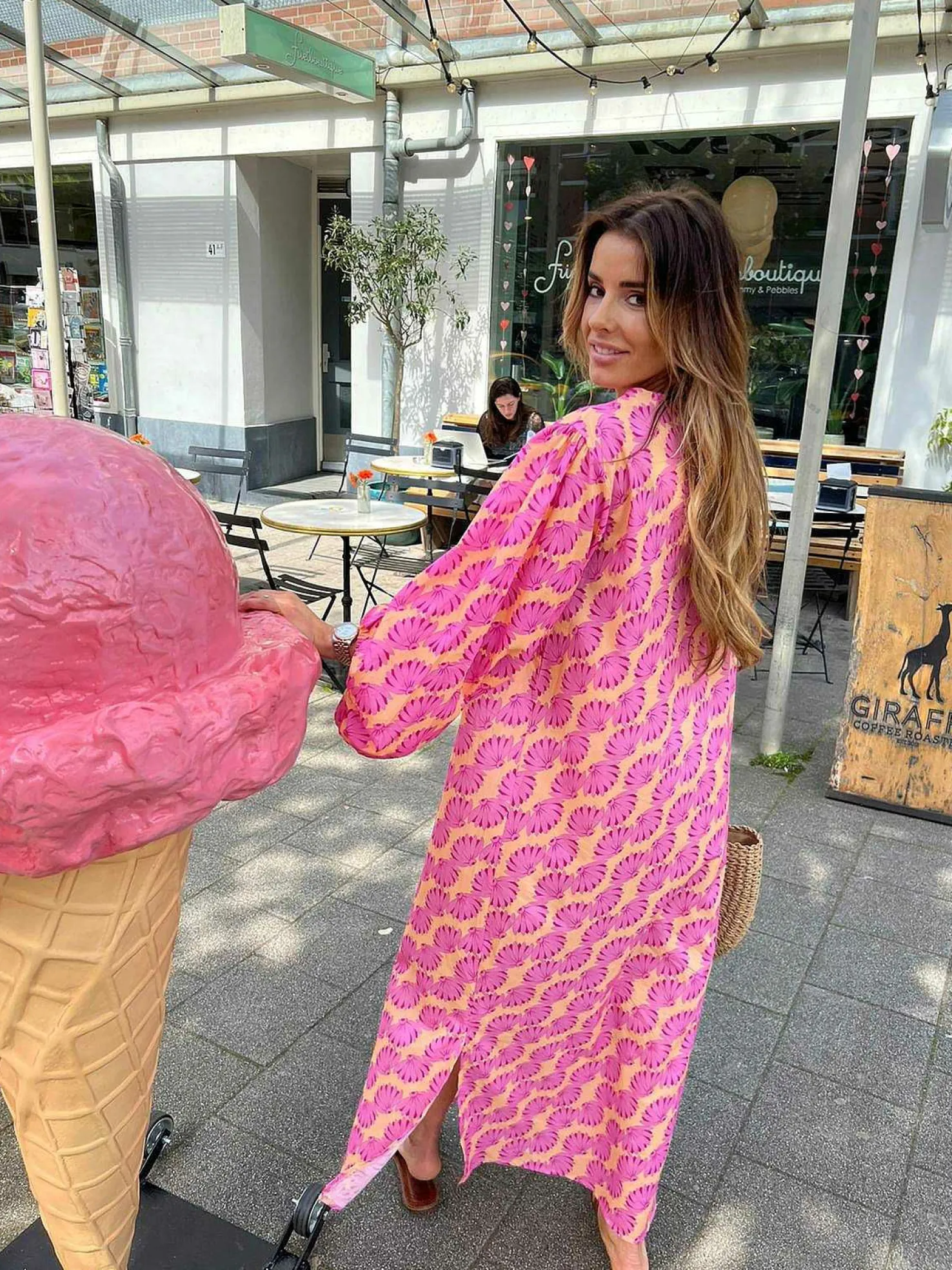 LOF Boutique Jurken>Milou Pattern Maxi Dress Pink