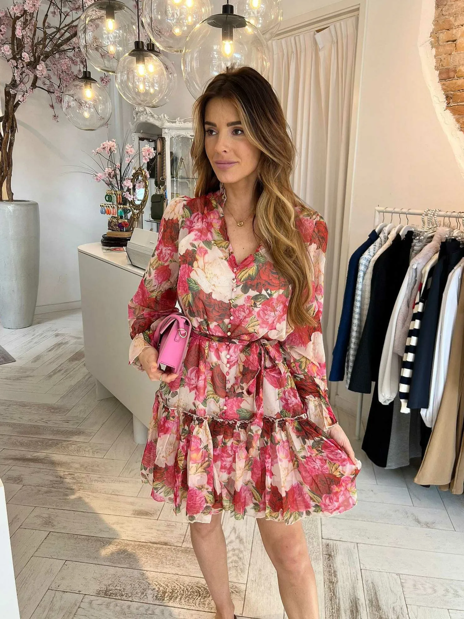 LOF Boutique Jurken>Nola Rose Dress Pink