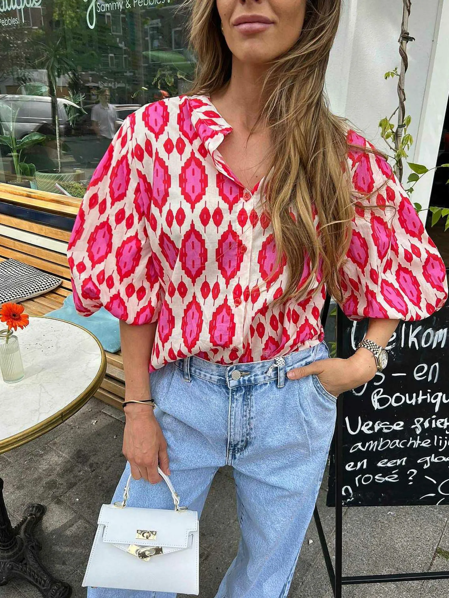 LOF Boutique Tops & Blousjes>Nora Pattern Blouse Red