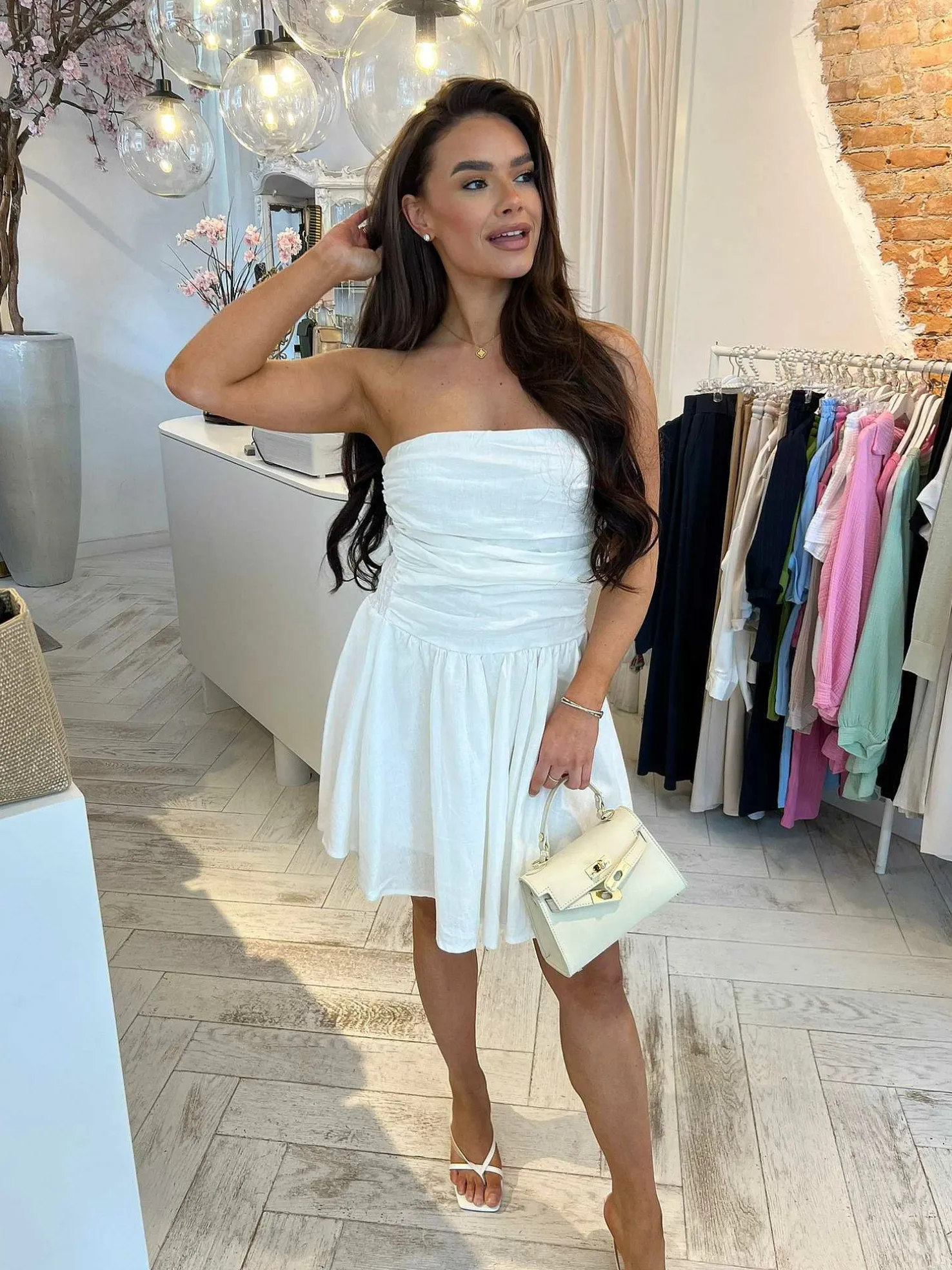 LOF Boutique Jurken>Olivia Strapless Dress White