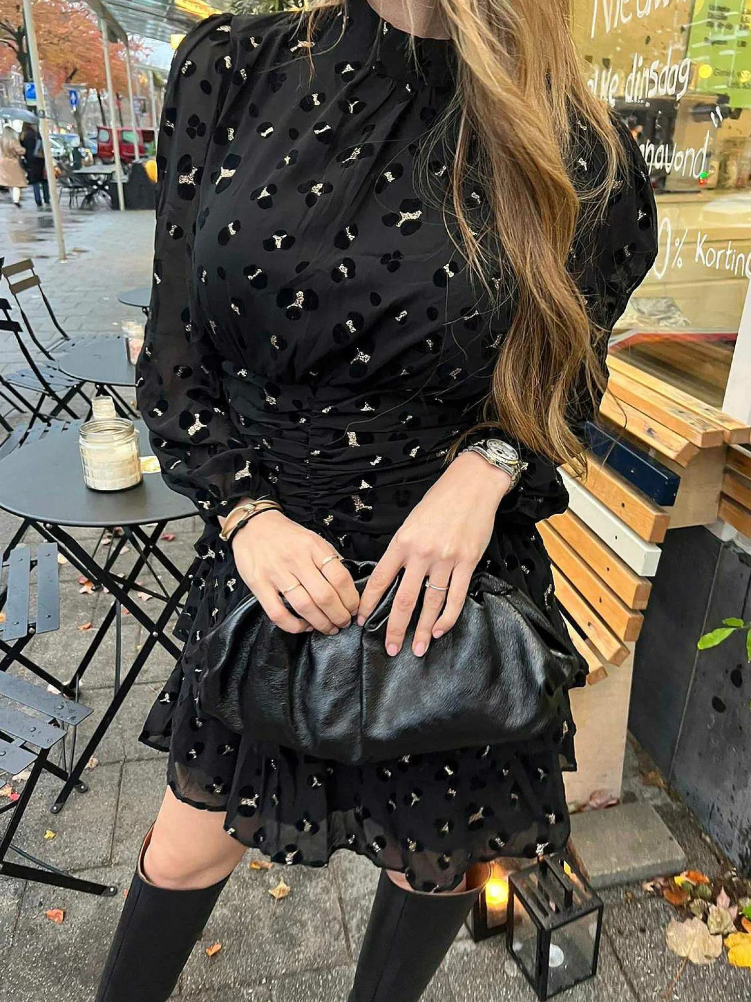 LOF Boutique Tassen>Romy Metallic Clutch Black