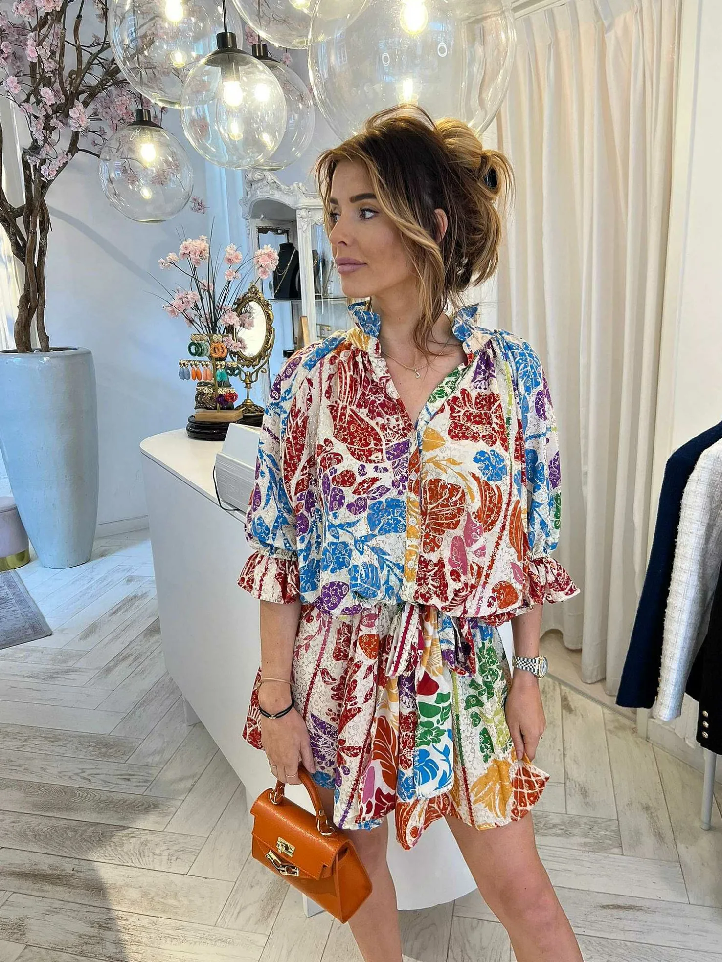 LOF Boutique Jurken>Ruby Golden Print Dress Multicolor