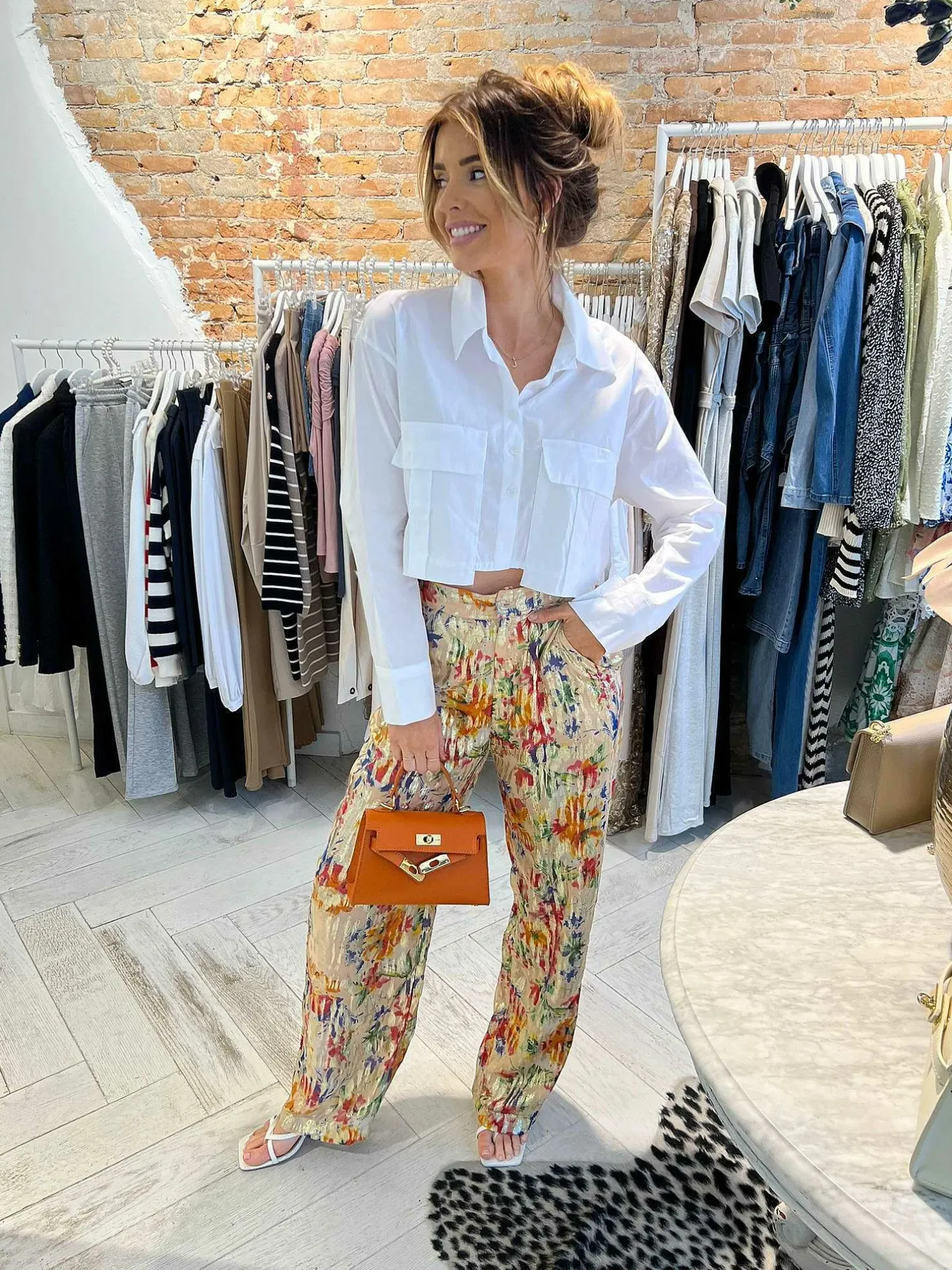 LOF Boutique Broeken>Senna Multicolor Pantalon Pink
