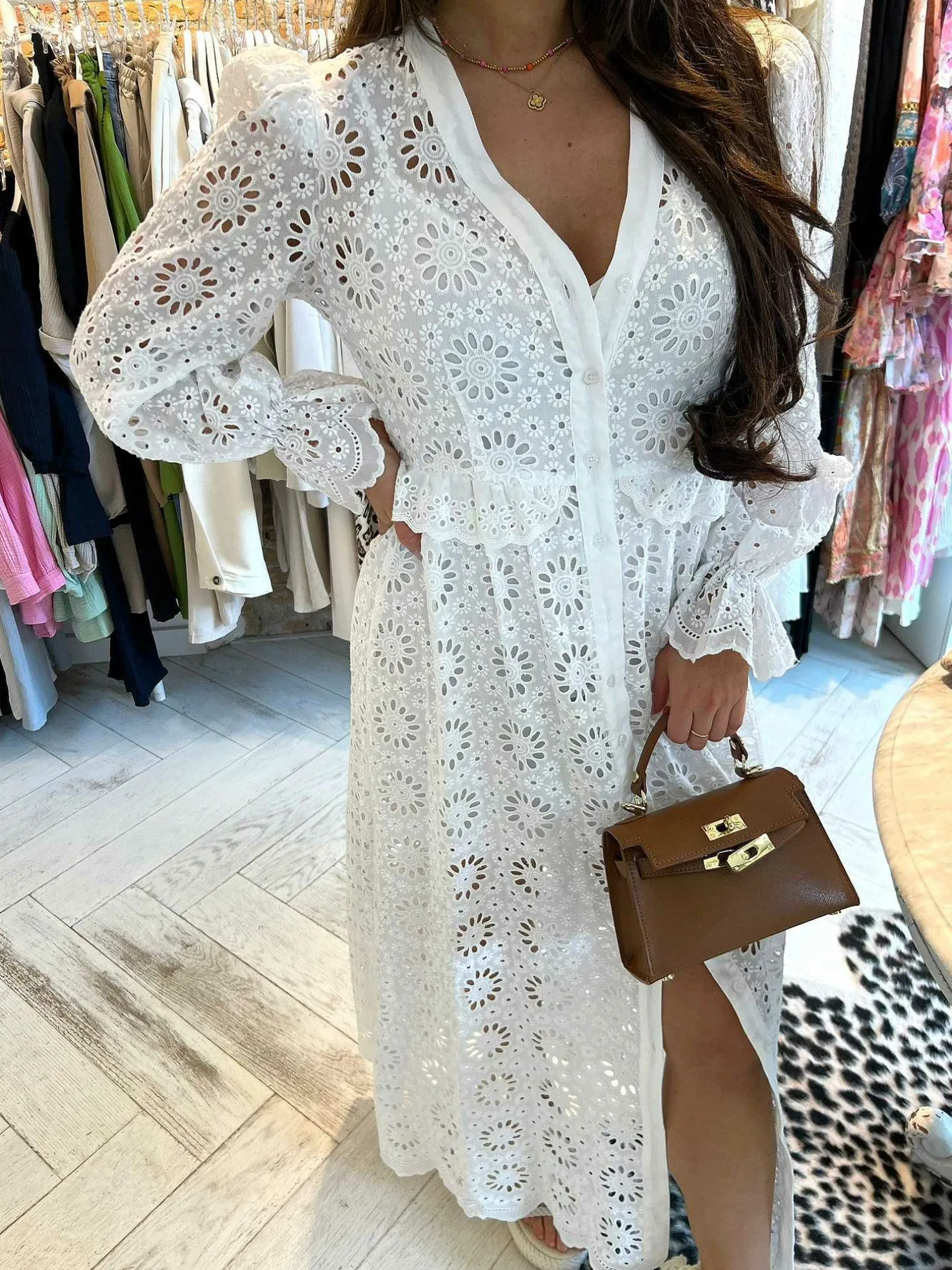 LOF Boutique Jurken>Susa Broderie Maxi Dress