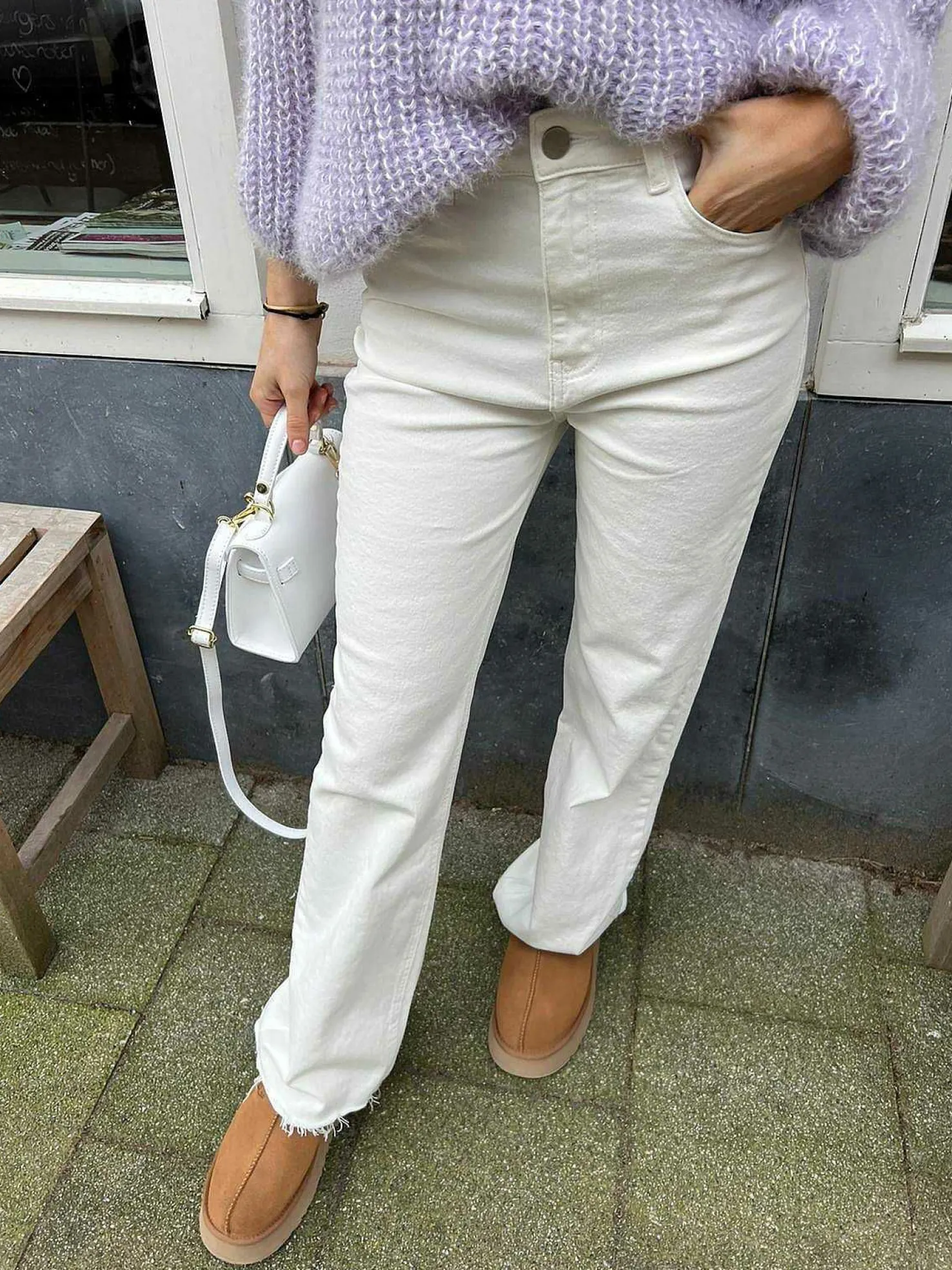 LOF Boutique Broeken>Wide Leg Jeans Off White