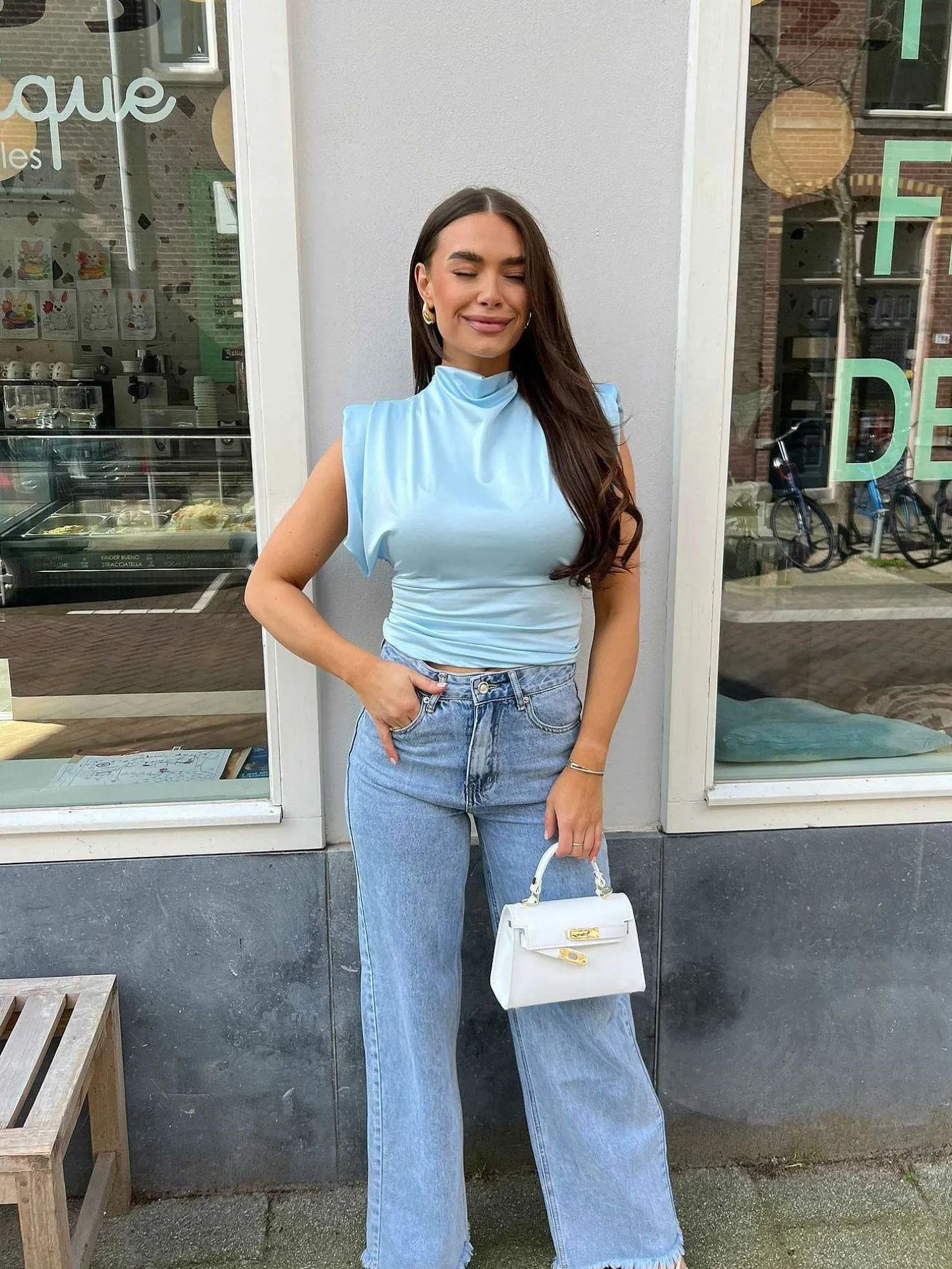 LOF Boutique Tops & Blousjes>Yuna Silky Top Baby Blue