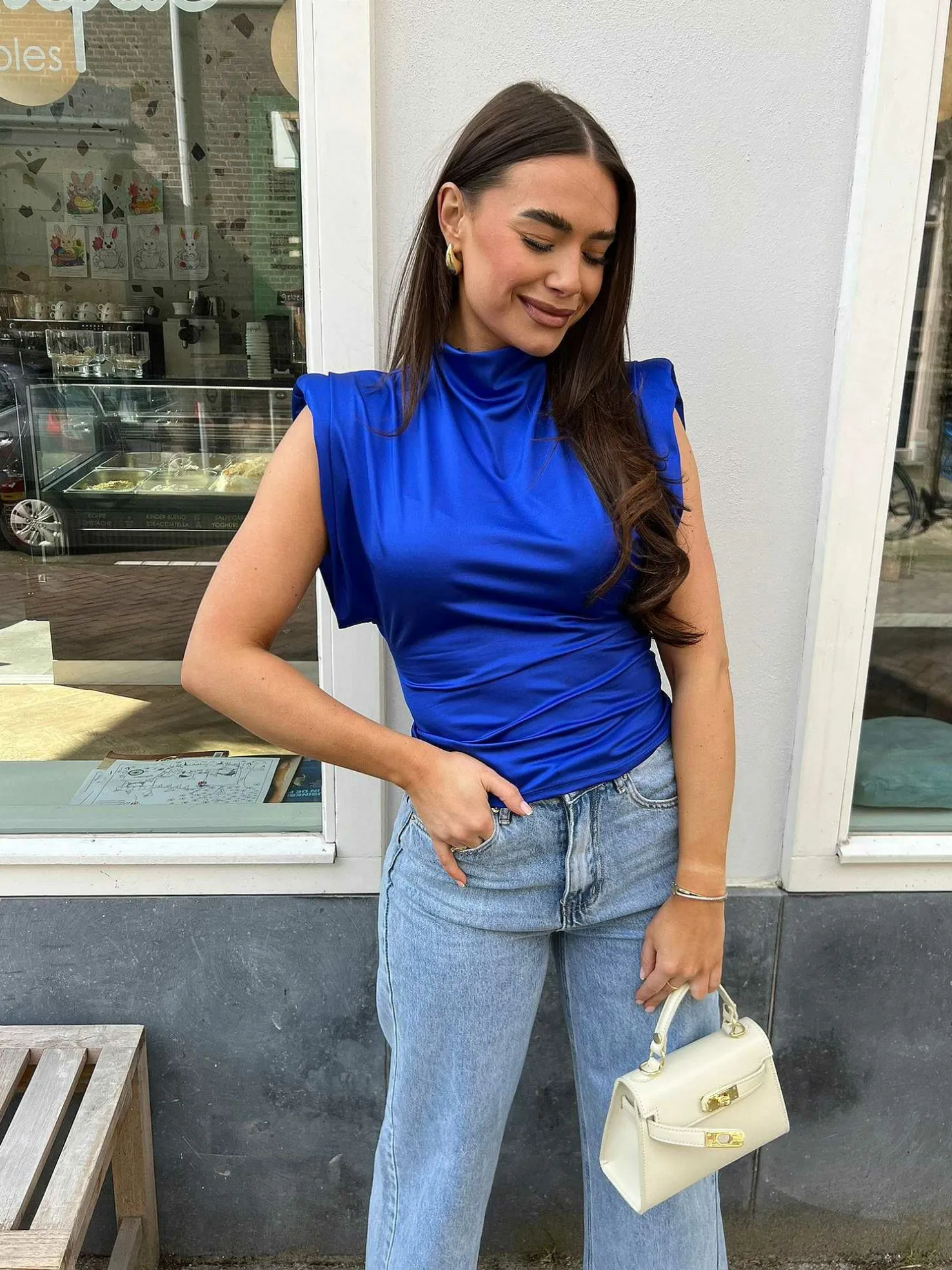 LOF Boutique Tops & Blousjes>Yuna Silky Top Navy